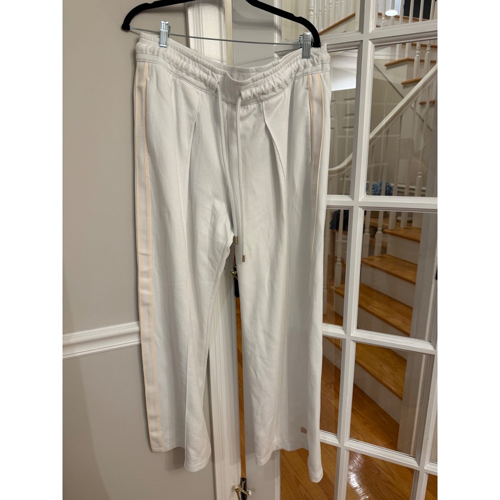 Nike Sportswear Women XL White Wide Leg Pintuck Sweatpants Side Stripe Taping